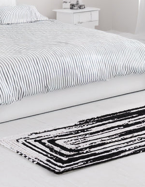 Black and White 2' 7 x 6' 1 Braided Chindi Runner Area Rug 100% Cotton Hand Braided Natural Eco-Friendly Boho Style Modern Carpet for Living Rooms Dining Office Dorm for Sale at Rug Engine