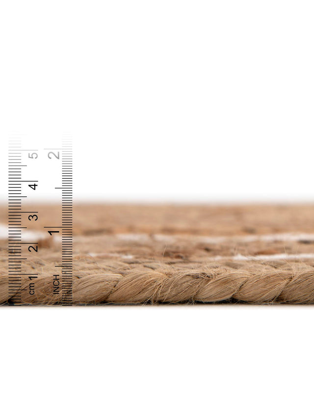 Natural and White 8' x 8' Braided Jute Round Rug