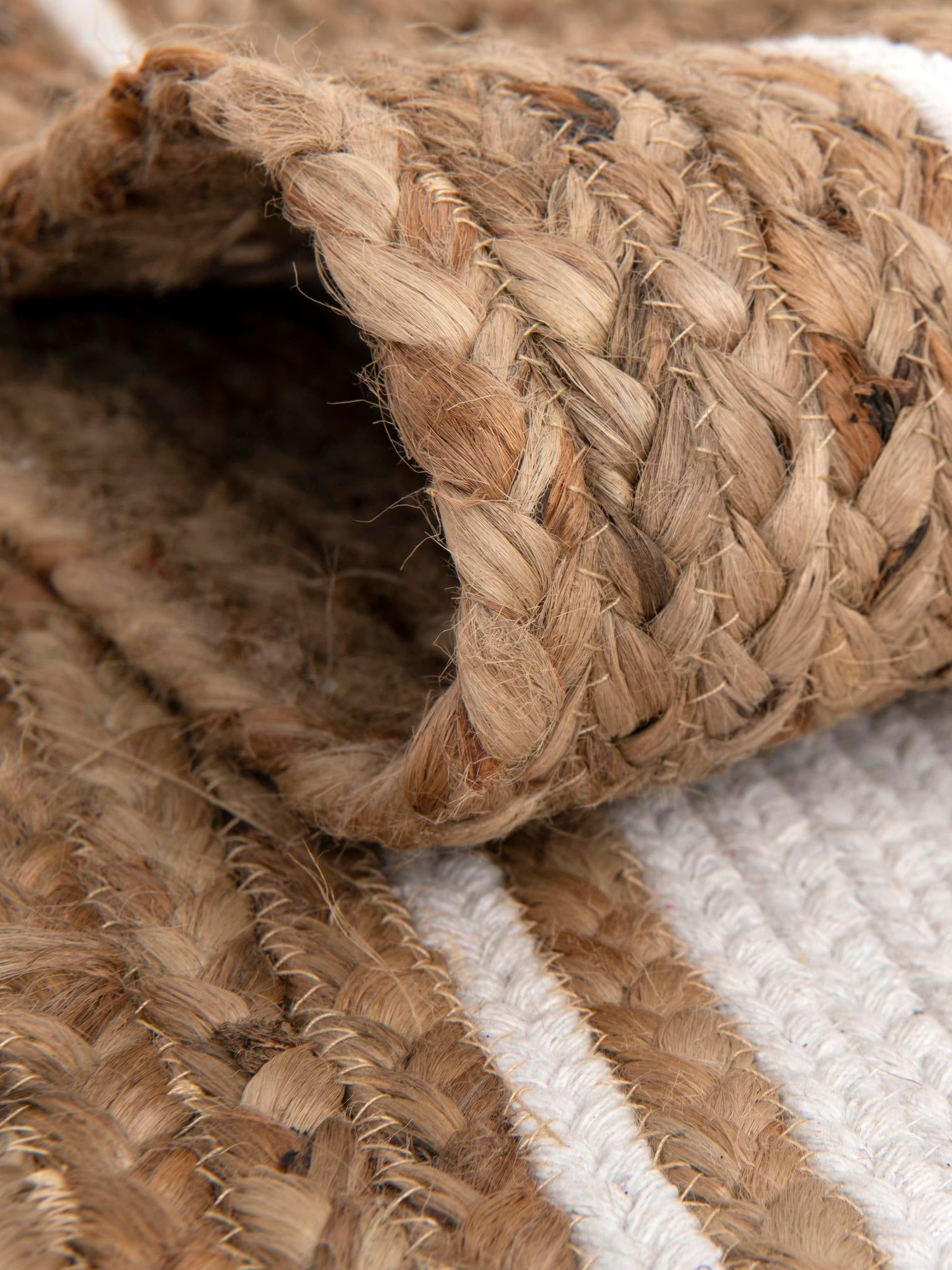 Natural and White 8' x 8' Braided Jute Round Area Rug 100% Jute Hand Braided Natural Eco-Friendly Boho Style Carpet for Living Rooms Dining Office Space Dorms for Sale at Rug Engine