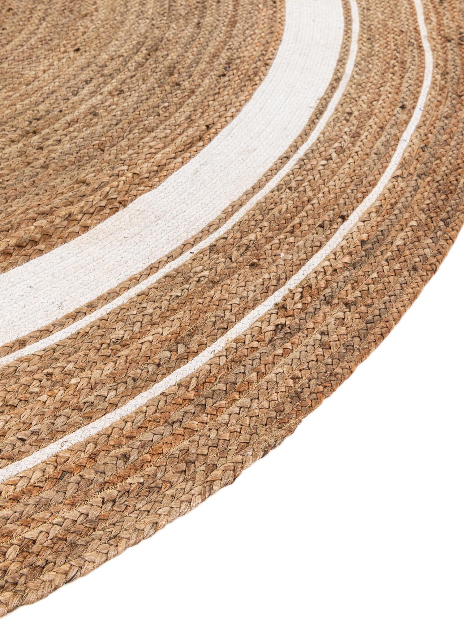 Natural and White 8' x 8' Braided Jute Round Area Rug 100% Jute Hand Braided Natural Eco-Friendly Boho Style Carpet for Living Rooms Dining Office Space Dorms for Sale at Rug Engine