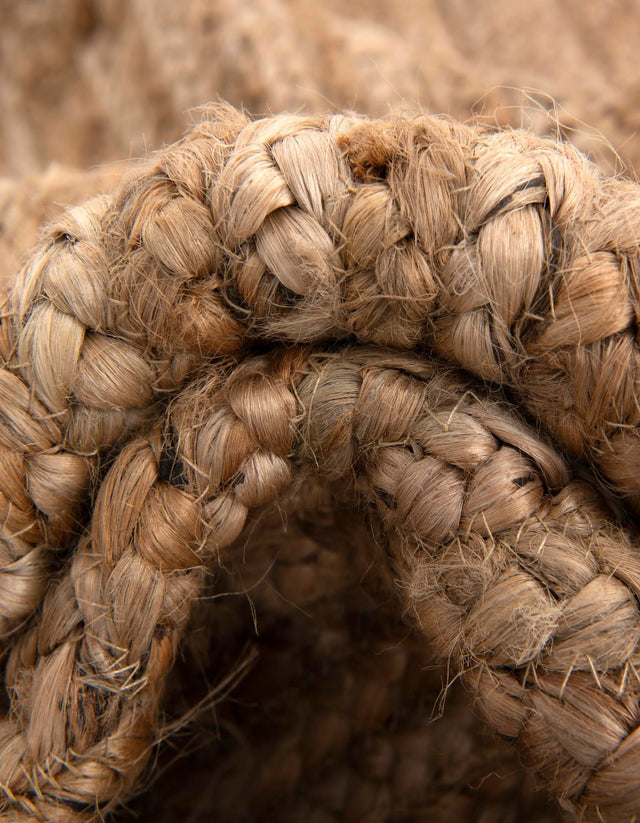 Natural and White 8' x 8' Braided Jute Round Rug
