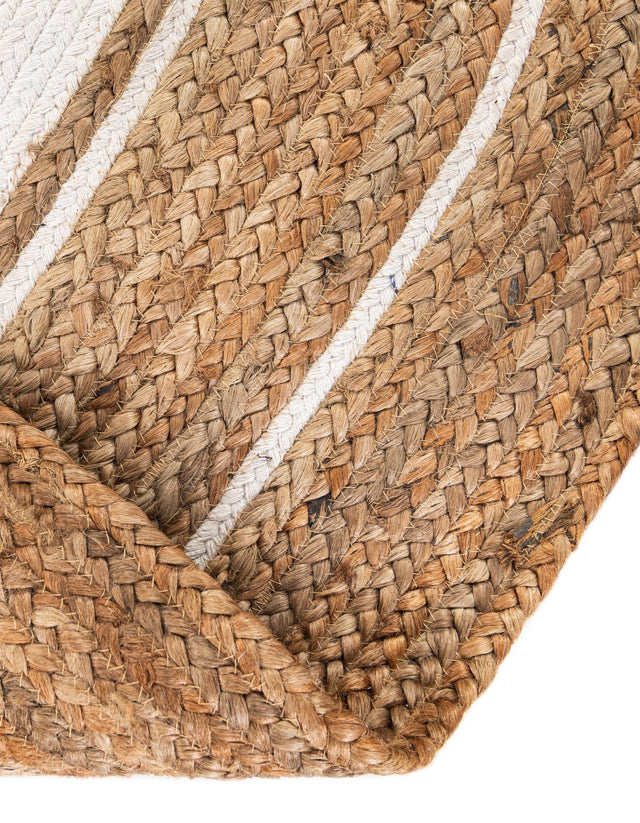 Natural and White 3' 3 x 3' 3 Braided Jute Round Rug