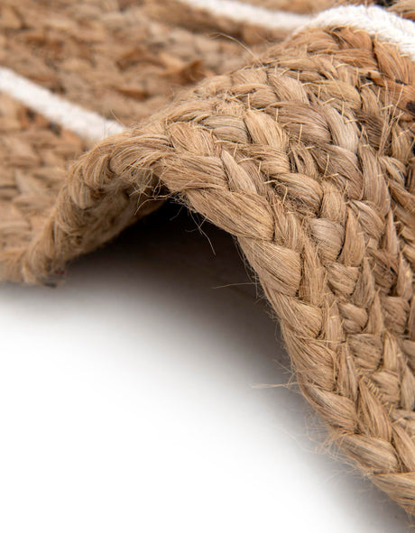 Natural and White 3' 3 x 3' 3 Braided Jute Round Area Rug 100% Jute Hand Braided Natural Eco-Friendly Boho Style Carpet for Living Rooms Dining Office Space Dorms for Sale at Rug Engine