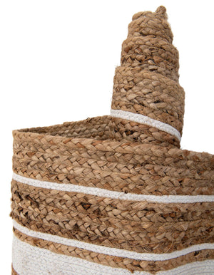 Natural and White 3' 3 x 3' 3 Braided Jute Round Rug