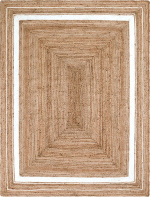 Natural and White 9' x 12' 2 Braided Jute Rectangle Rug