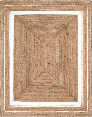 Natural and White 8' x 10' Braided Jute Rectangle Rug