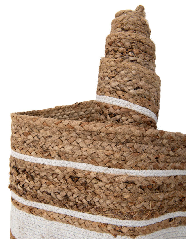 Natural and White 8' x 10' Braided Jute Rectangle Rug