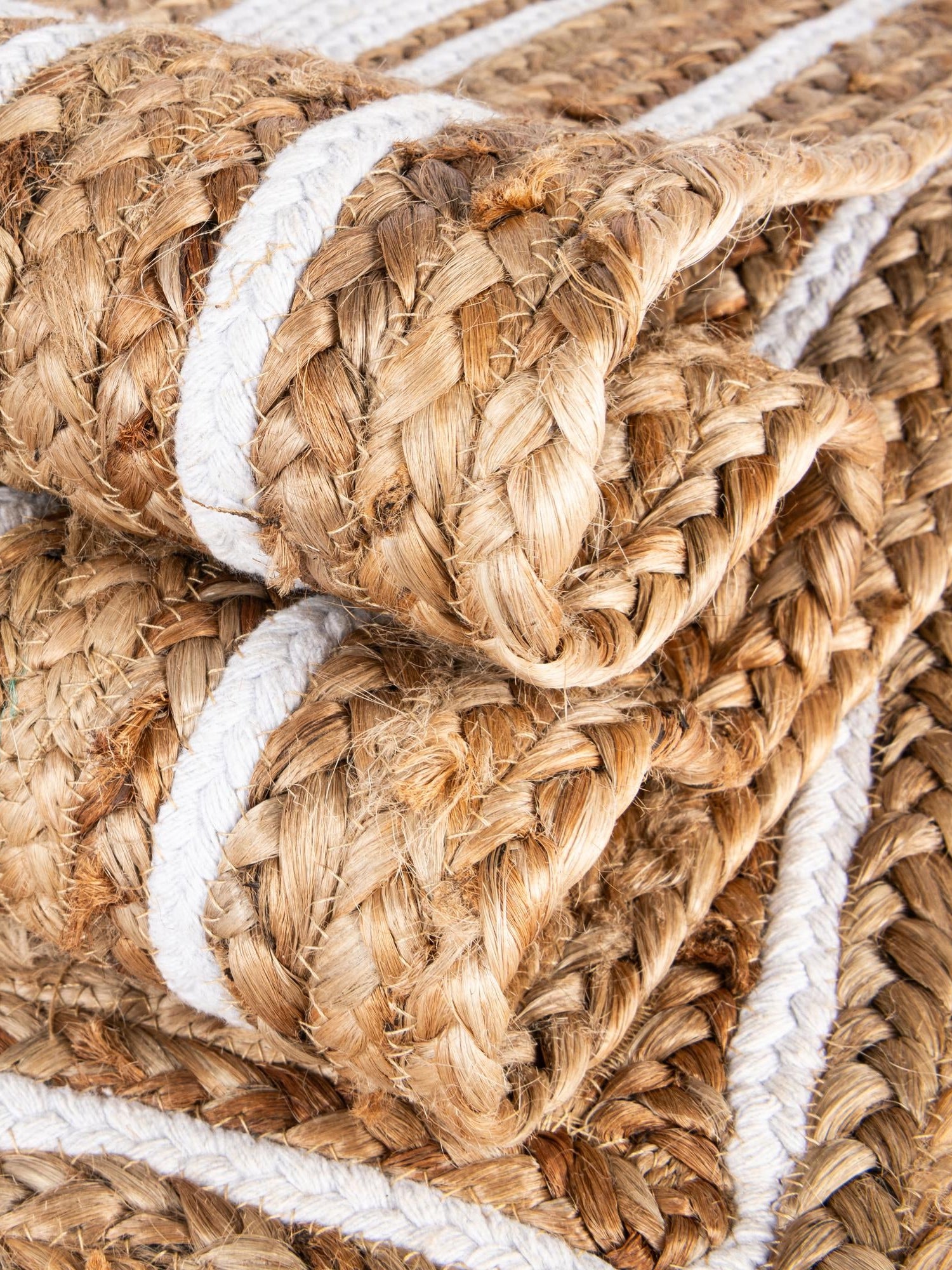 Natural and White 8' x 10' Braided Jute Rectangle Area Rug 100% Jute Hand Braided Natural Eco-Friendly Boho Style Carpet for Living Rooms Dining Office Space Dorms for Sale at Rug Engine