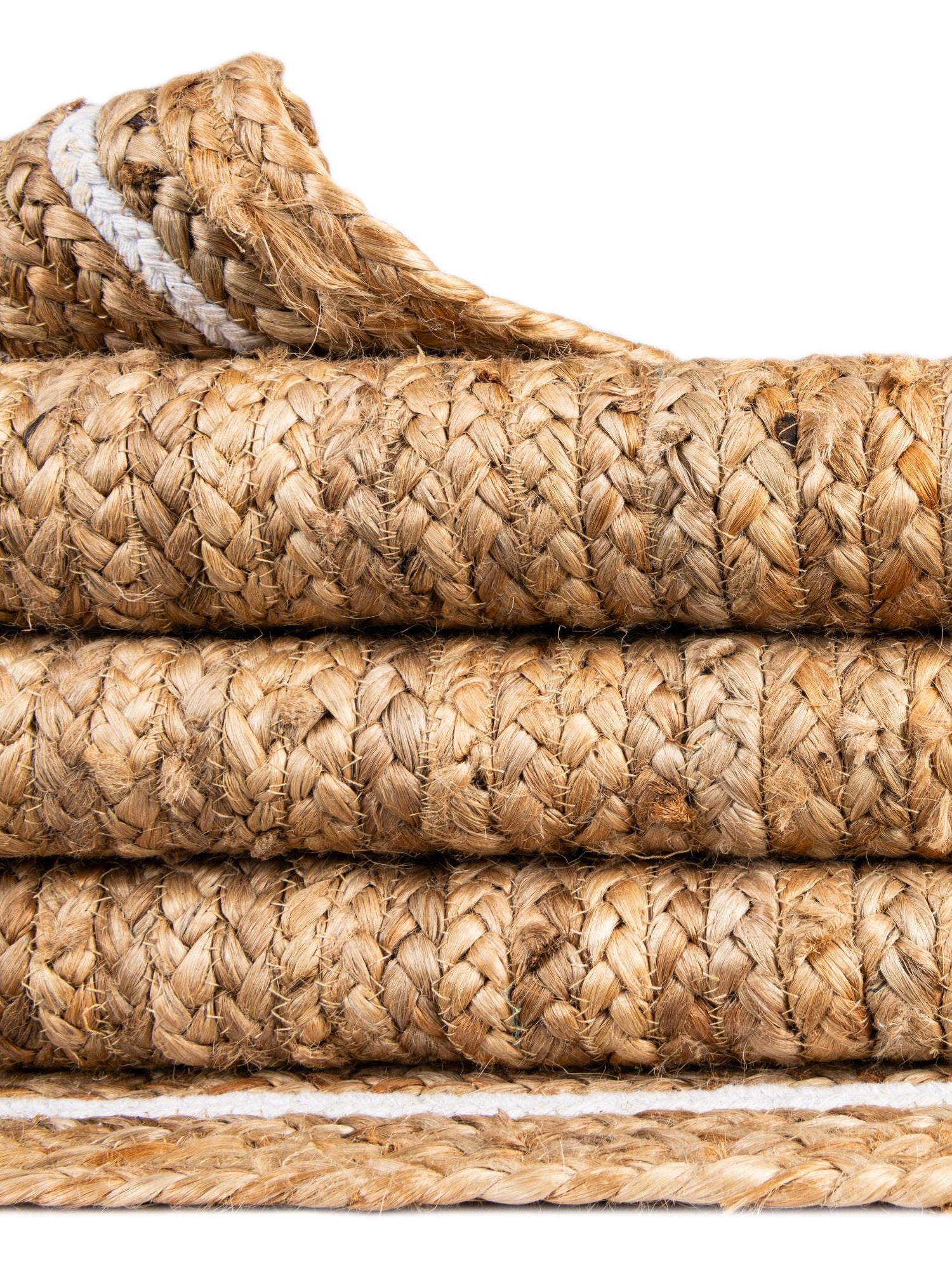 Natural and White 8' x 10' Braided Jute Rectangle Area Rug 100% Jute Hand Braided Natural Eco-Friendly Boho Style Carpet for Living Rooms Dining Office Space Dorms for Sale at Rug Engine