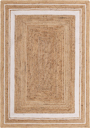 Natural and White 5' 1 x 8' Braided Jute Rectangle Rug