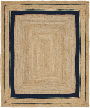Natural and Navy Blue 8' x 10' Braided Jute Rectangle Rug