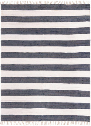Navy Blue 9' x 12' 2 Chindi Rag Rectangle Area Rug 100% Cotton All Natural Eco-Friendly Carpet Mat Decor for Homes for Sale at Rug Engine