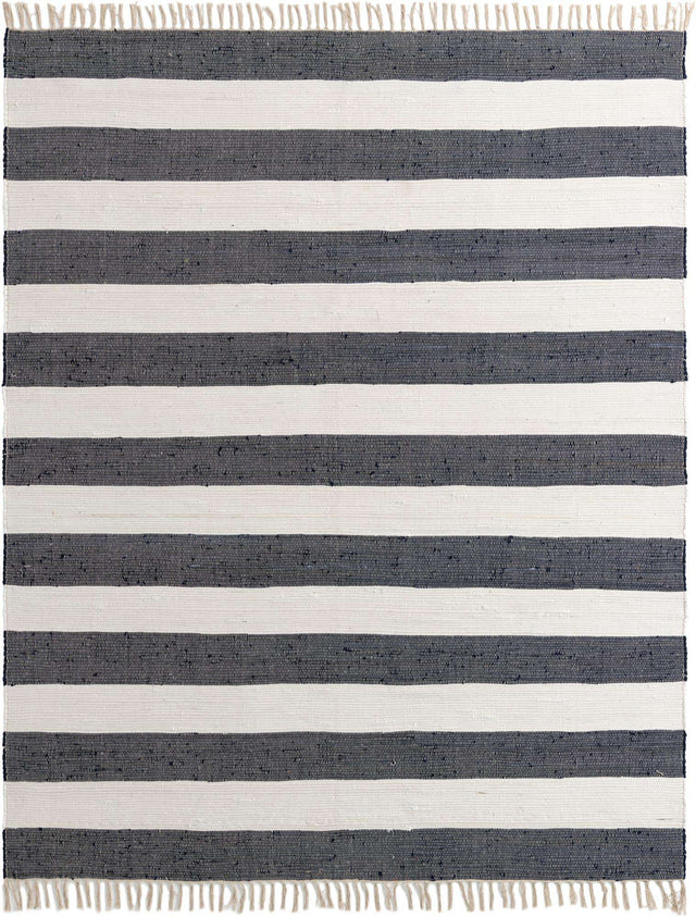 Navy Blue 8' x 10' Chindi Rag Rectangle Area Rug 100% Cotton All Natural Eco-Friendly Carpet Mat Decor for Homes for Sale at Rug Engine