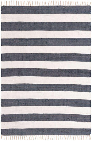 Navy Blue 6' 1 x 9' Chindi Rag Rectangle Area Rug 100% Cotton All Natural Eco-Friendly Carpet Mat Decor for Homes for Sale at Rug Engine