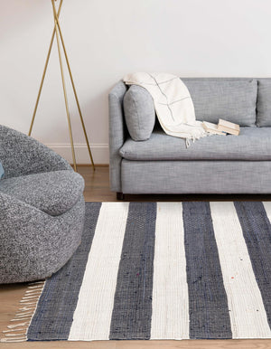Navy Blue 10' x 13' 1 Chindi Rag Rectangle Area Rug 100% Cotton All Natural Eco-Friendly Carpet Mat Decor for Homes for Sale at Rug Engine