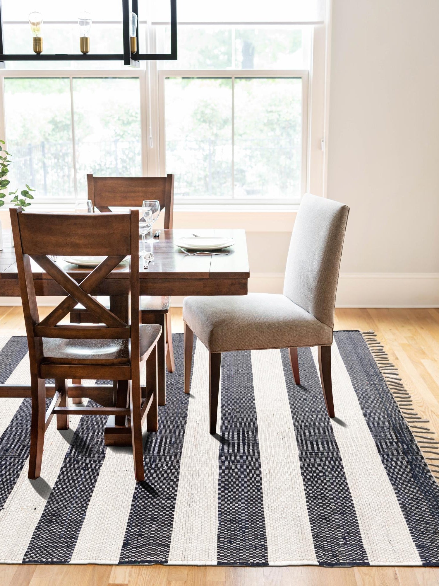 Navy Blue 4' 1 x 6' 1 Chindi Rag Rectangle Area Rug 100% Cotton All Natural Eco-Friendly Carpet Mat Decor for Homes for Sale at Rug Engine