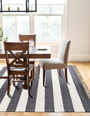 Navy Blue 10' x 13' 1 Chindi Rag Rectangle Area Rug 100% Cotton All Natural Eco-Friendly Carpet Mat Decor for Homes for Sale at Rug Engine