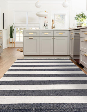 Navy Blue 10' x 13' 1 Chindi Rag Rectangle Area Rug 100% Cotton All Natural Eco-Friendly Carpet Mat Decor for Homes for Sale at Rug Engine