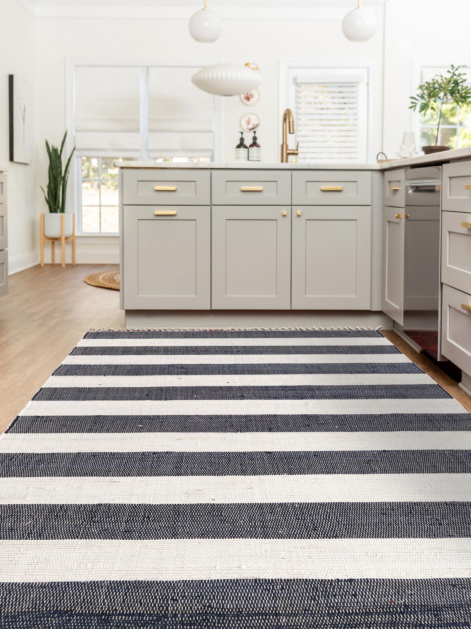 Navy Blue 9' x 12' 2 Chindi Rag Rectangle Area Rug 100% Cotton All Natural Eco-Friendly Carpet Mat Decor for Homes for Sale at Rug Engine