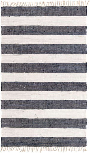 Navy Blue 5' 1 x 8' Chindi Rag Rectangle Area Rug 100% Cotton All Natural Eco-Friendly Carpet Mat Decor for Homes for Sale at Rug Engine