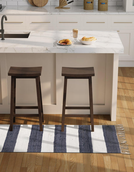Navy Blue 2' 6 x 16' 5 Chindi Rag Runner Area Rug 100% Cotton All Natural Eco-Friendly Carpet Mat Decor for Homes for Sale at Rug Engine