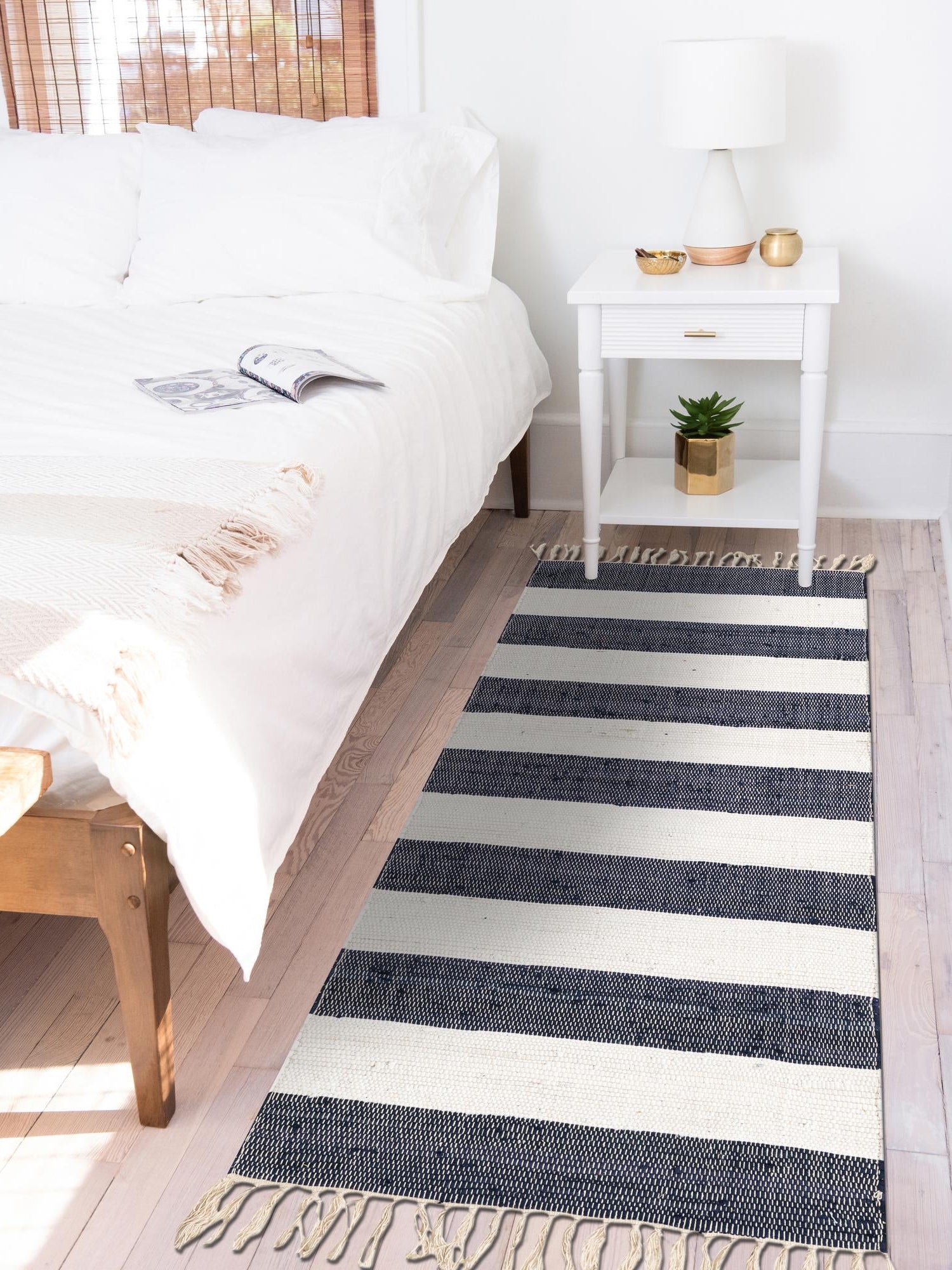 Navy Blue 2' 6 x 16' 5 Chindi Rag Runner Area Rug 100% Cotton All Natural Eco-Friendly Carpet Mat Decor for Homes for Sale at Rug Engine