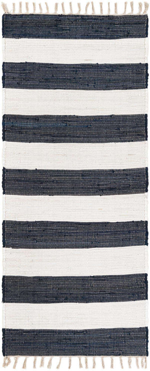 Navy Blue 2' 7 x 6' 1 Chindi Rag Runner Area Rug 100% Cotton All Natural Eco-Friendly Carpet Mat Decor for Homes for Sale at Rug Engine