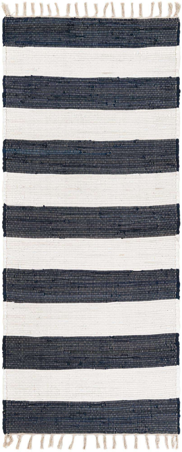 Navy Blue 2' 7 x 6' 1 Chindi Rag Runner Area Rug 100% Cotton All Natural Eco-Friendly Carpet Mat Decor for Homes for Sale at Rug Engine