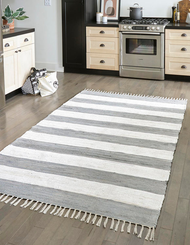 Gray 7' 1 x 10' Chindi Rag Rectangle Area Rug 100% Cotton All Natural Eco-Friendly Carpet Mat Decor for Homes for Sale at Rug Engine