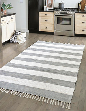 Gray 10' x 14' 1 Chindi Rag Rectangle Area Rug 100% Cotton All Natural Eco-Friendly Carpet Mat Decor for Homes for Sale at Rug Engine