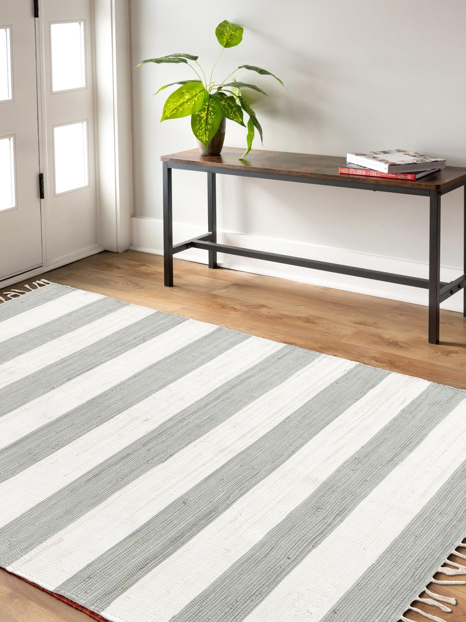 Gray 4' 1 x 6' 1 Chindi Rag Rectangle Area Rug 100% Cotton All Natural Eco-Friendly Carpet Mat Decor for Homes for Sale at Rug Engine