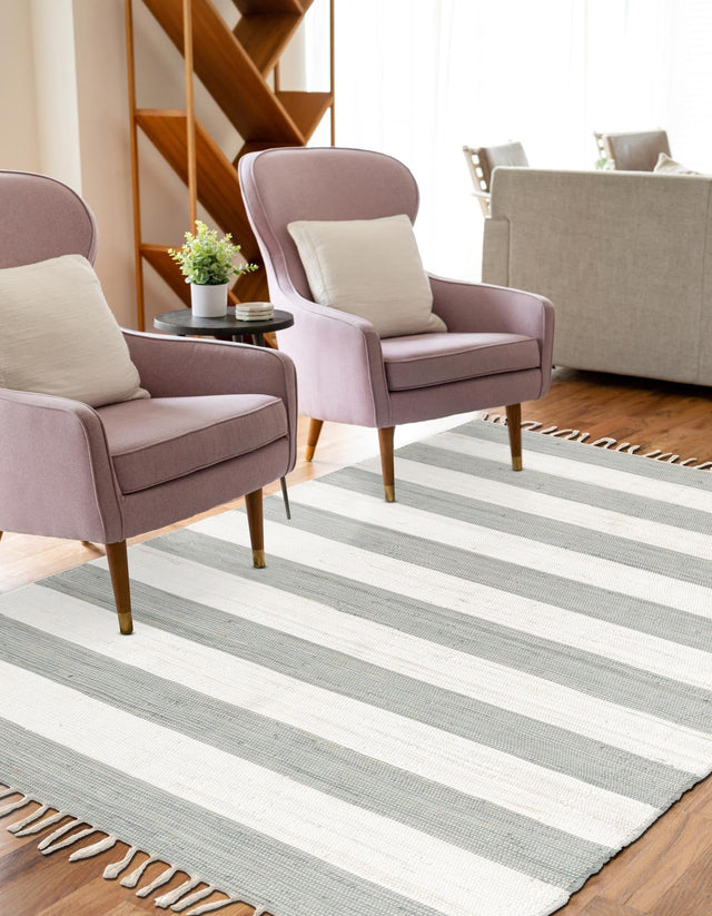 Gray 8' x 10' Chindi Rag Rectangle Area Rug 100% Cotton All Natural Eco-Friendly Carpet Mat Decor for Homes for Sale at Rug Engine