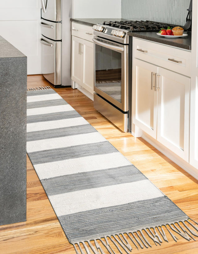 Gray 2' 2 x 8' Chindi Rag Runner Area Rug 100% Cotton All Natural Eco-Friendly Carpet Mat Decor for Homes for Sale at Rug Engine