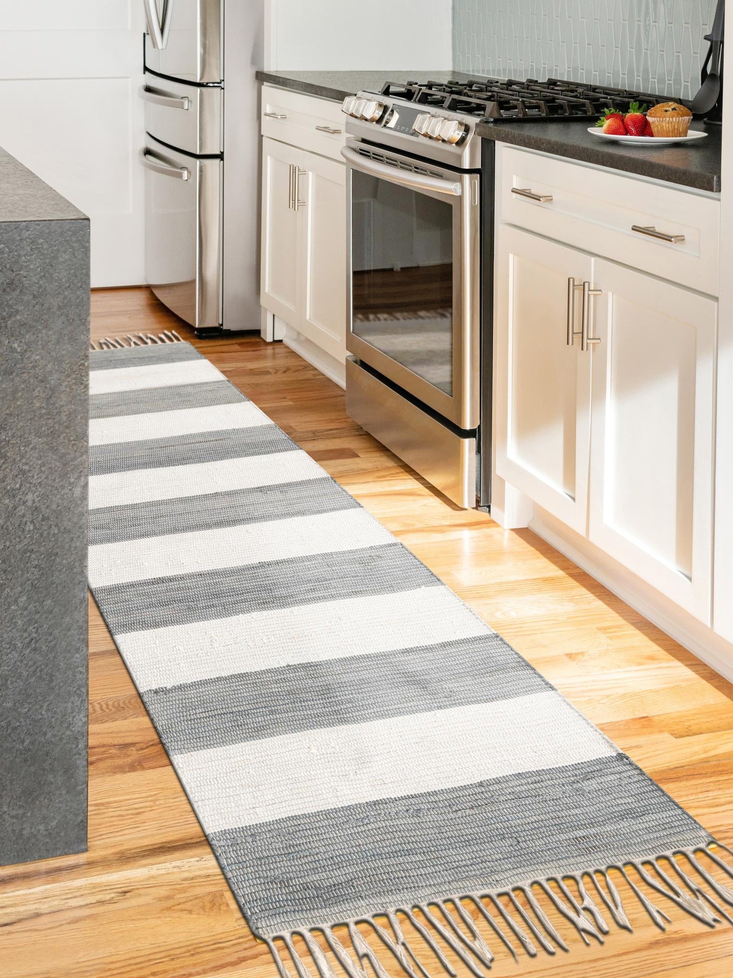 Gray 2' 2 x 12' Chindi Rag Runner Area Rug 100% Cotton All Natural Eco-Friendly Carpet Mat Decor for Homes for Sale at Rug Engine