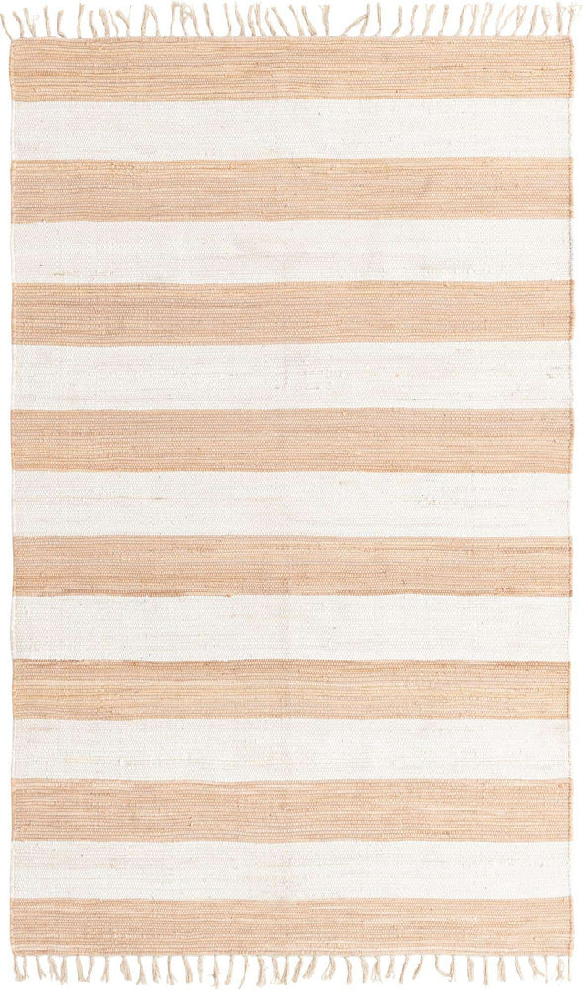 Beige 5' 1 x 8' Chindi Rag Rectangle Area Rug 100% Cotton All Natural Eco-Friendly Carpet Mat Decor for Homes for Sale at Rug Engine
