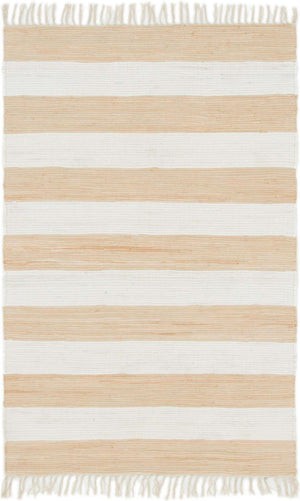 Beige 4' 1 x 6' 1 Chindi Rag Rectangle Area Rug 100% Cotton All Natural Eco-Friendly Carpet Mat Decor for Homes for Sale at Rug Engine