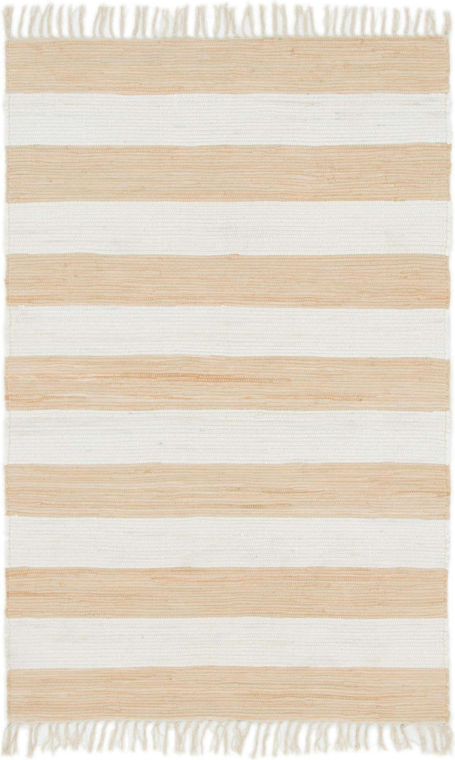 Beige 4' 1 x 6' 1 Chindi Rag Rectangle Area Rug 100% Cotton All Natural Eco-Friendly Carpet Mat Decor for Homes for Sale at Rug Engine