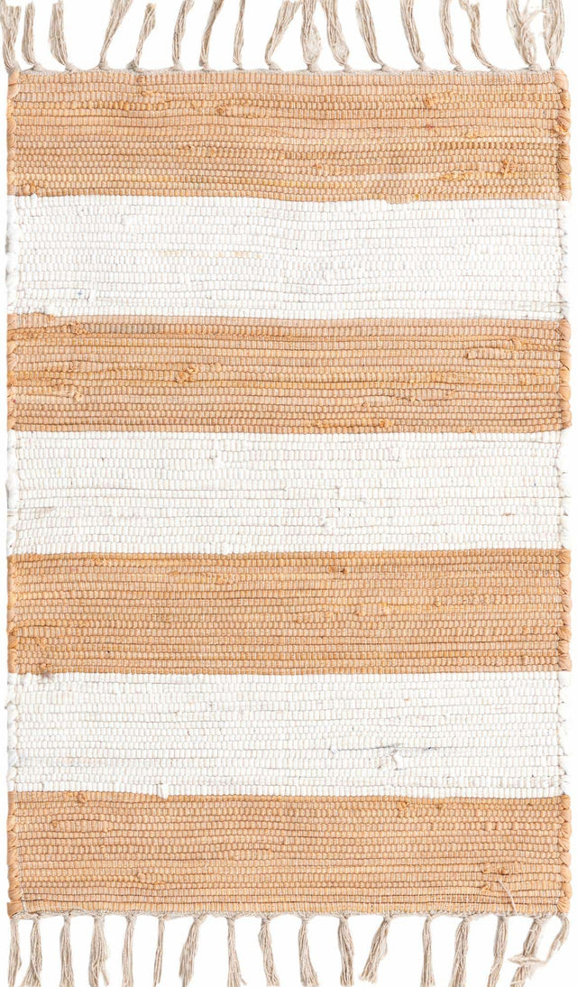 Beige 2' x 3' 1 Chindi Rag Rectangle Area Rug 100% Cotton All Natural Eco-Friendly Carpet Mat Decor for Homes for Sale at Rug Engine