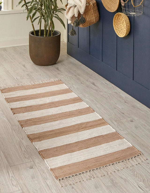 Beige 2' 2 x 8' Chindi Rag Runner Area Rug 100% Cotton All Natural Eco-Friendly Carpet Mat Decor for Homes for Sale at Rug Engine