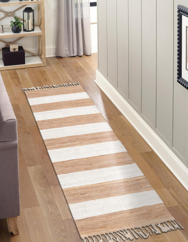 Beige 2' 2 x 8' Chindi Rag Runner Area Rug 100% Cotton All Natural Eco-Friendly Carpet Mat Decor for Homes for Sale at Rug Engine