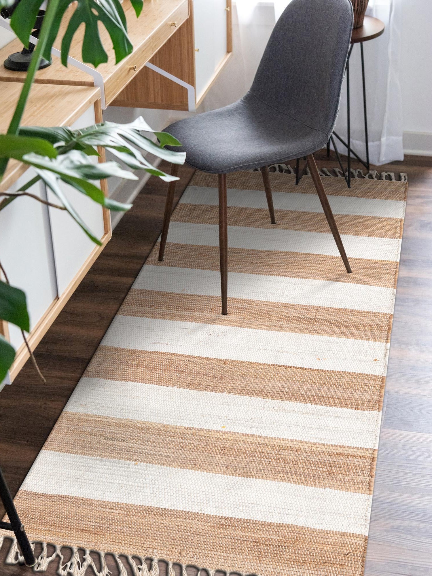 Beige 2' 7 x 6' 1 Chindi Rag Runner Area Rug 100% Cotton All Natural Eco-Friendly Carpet Mat Decor for Homes for Sale at Rug Engine