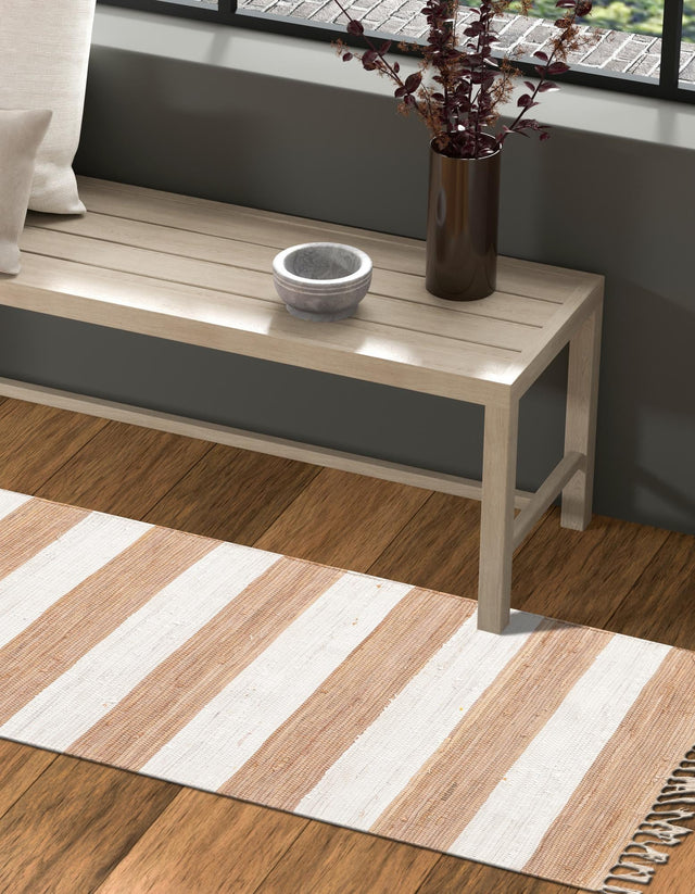 Beige 2' 2 x 8' Chindi Rag Runner Area Rug 100% Cotton All Natural Eco-Friendly Carpet Mat Decor for Homes for Sale at Rug Engine
