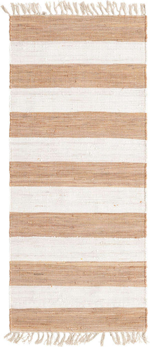 Beige 2' 7 x 6' 1 Chindi Rag Runner Area Rug 100% Cotton All Natural Eco-Friendly Carpet Mat Decor for Homes for Sale at Rug Engine