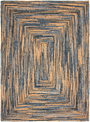 Blue and Natural 9' x 12' Braided Chindi Rectangle Rug