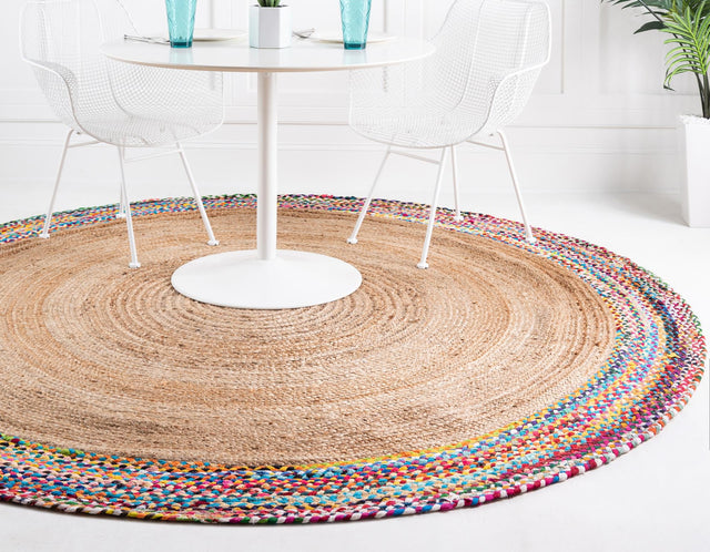 Natural 3' 3 x 3' 3 Braided Jute Round Rug