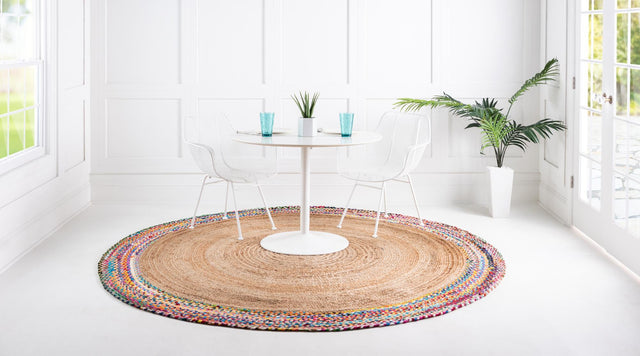 Natural 8' x 8' Braided Jute Round Area Rug 100% Jute Hand Braided Natural Eco-Friendly Boho Style Carpet for Living Rooms Dining Office Space Dorms for Sale at Rug Engine