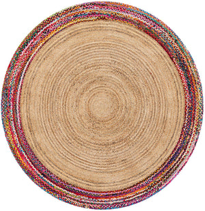 Natural 8' x 8' Braided Jute Round Area Rug 100% Jute Hand Braided Natural Eco-Friendly Boho Style Carpet for Living Rooms Dining Office Space Dorms for Sale at Rug Engine