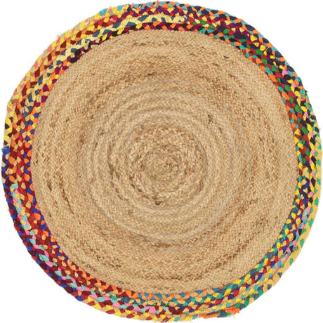 Natural 3' 3 x 3' 3 Braided Jute Round Rug