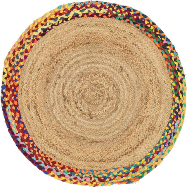 Natural 3' 3 x 3' 3 Braided Jute Round Rug