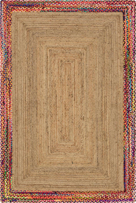 Natural 6' 1 x 9' Braided Jute Rectangle Rug